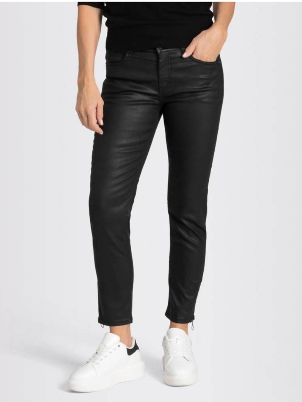 MAC JEANS rich slim chic coating pant in black Slim Size 27